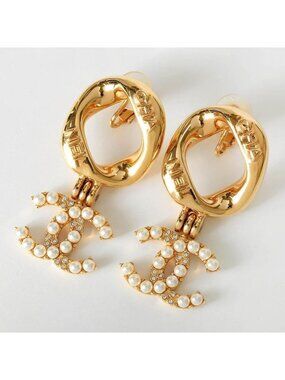 Chanel Faux Pearl Earrings